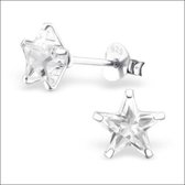 Aramat jewels ® - Zilveren oorbellen ster transparant 925 zilver zirkonia 7mm