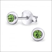 Aramat jewels ® - 925 sterling zilveren oorbellen rond kristal groen