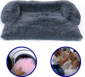 Luxe hondenmand voor op de bank, bed en grond | Pelsbarn fluffy hondenkussen van vegan materiaal & wasmachine-vriendelijk | in donkergrijs