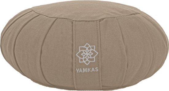 Yamkas Meditatiekussen Katoen 32 x 15 cm - Meditatie kussen gevuld met Boekweit - Yoga Pouf Kussens Zand kleurig