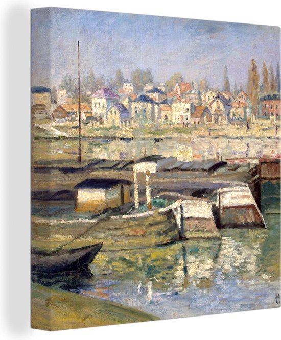 Canvas Schilderij De Seine bij Asnières - Claude Monet - 20x20 cm - Wanddecoratie
