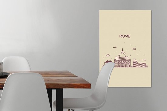 Illustration skyline 'Rome' sur fond marron clair 40x60 cm - Tirage photo sur toile (Décoration murale salon / chambre)