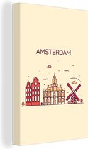 Canvas Schilderij Amsterdam - Skyline - Nederland - 80x120 cm - Wanddecoratie