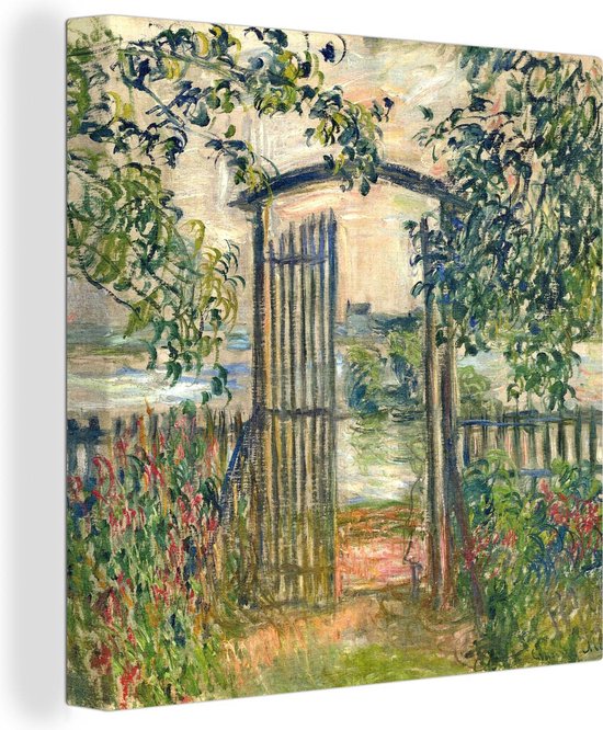 Canvas Schilderij De tuinpoort in Vétheuil - Claude Monet - 90x90 cm - Wanddecoratie