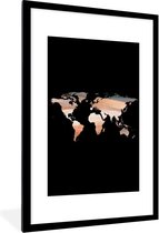 Fotolijst incl. Poster - Wereldkaart - Verf - Zwart - 80x120 cm - Posterlijst