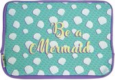 Zaska! laptoptas - Be a Mermaid - zeemeermin paars turquoise schelpjes schubben - laptophoes sleeve - 40 x 29 x 1 cm