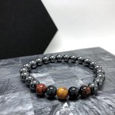 Heren Tijgeroog en Hematiet armband