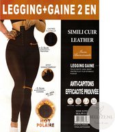 Shape ware - corrigerende legging met warme fleece voering - extra hoge taille band met korset - Zwarte lange dames legging - L/XL