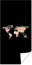 Wereldkaart Muur - Wereldkaart - Verf - Zwart - 40x80 cm - Poster