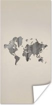Poster Wereldkaart - Hout - Plank - 60x120 cm