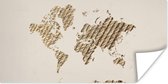 Affiche Carte du Wereldkaart - Corde de Jute - Design - 120x60 cm