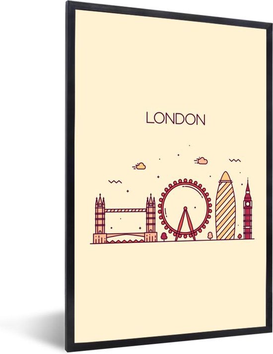 Fotolijst incl. Poster - Engeland - Londen - Skyline - 40x60 cm - Posterlijst