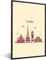 Cadre photo incl. Affiche - Turin - Italie - Skyline - 60x90 cm - Cadre photo