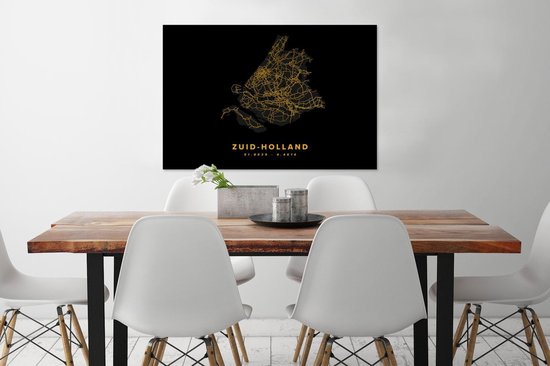 Cadre photo avec affiche - Holland méridionale - Pays- Nederland - Carte - Or - 120x80 cm - Cadre pour affiche