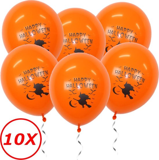 Halloween Versiering Decoratie Helium Ballonnen Feest Versiering Halloween Accessoires Ballon Oranje Heks – 10 Stuks