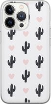 iPhone 13 Pro hoesje siliconen - Cactus - Soft Case Telefoonhoesje - Planten - Transparant, Groen