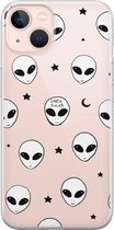 iPhone 13 hoesje siliconen - Aliens - Soft Case Telefoonhoesje - Print / Illustratie - Transparant, Transparant