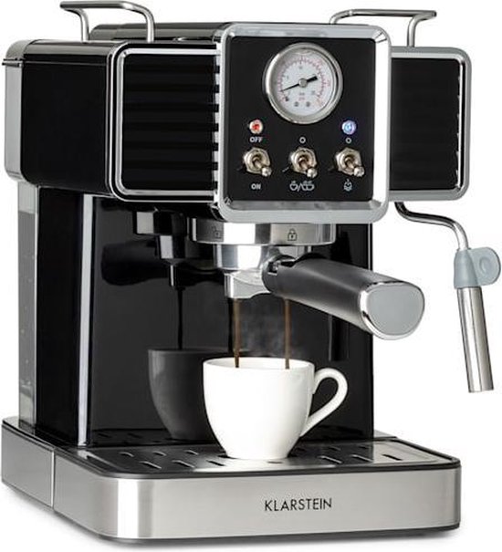 Klarstein Pausa - Macchina del caffè, espresso maker con 1350 watt, 20 bar di pressione, con serbatoio da 1,4 litri, acciaio inox, rosso Klarstein Pausa - Macchina del caffè, espresso maker con 1350 watt, 20 bar di pressione, con serbatoio da 1,4 litri, acciaio inox, rosso