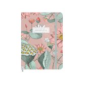 Hobbit agenda week extra 2022 - iets kleiner dan een A5 formaat weekagenda - harde kaft - pennen lus - 1 week op 2 pagina's - type D3 - waterplanten en bloemen op een mauve achtergrond