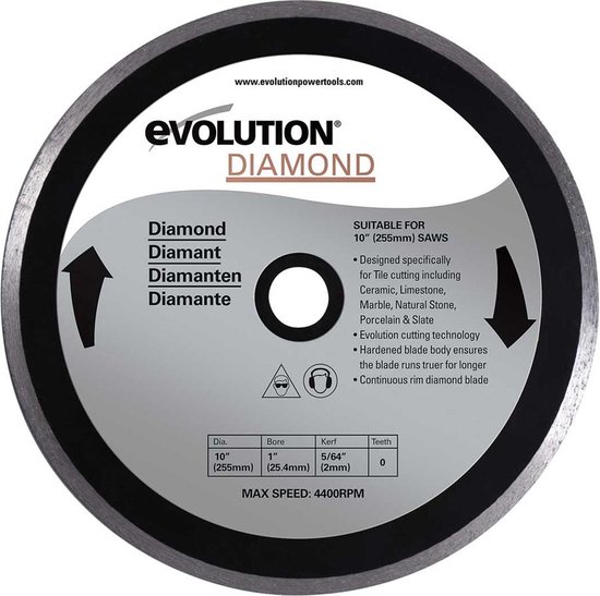nek Kaal veeg EVOLUTION - Evolution Rage diamant zaagblad 255 mm - 255 X 25.4 X 2.4 MM -  DIAMOND | bol.com