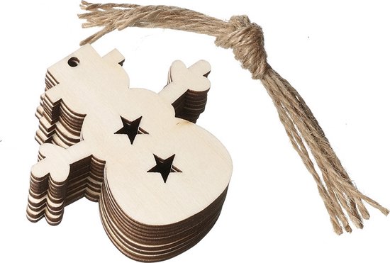 24x stuks houten kersthangers kerstmannen 6 cm kerstornamenten