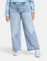 SAMOON Dames Wijde jeans Carlotta in used look Blue Denim-42