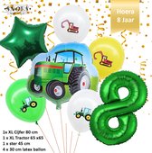 Verjaardag Jongen Tractor - Trekker - Boerderij Ballonnen Set * Cijfer 8 * Nummer 8 * Hoera 8 jaar * Snoes * Verjaardag * Kinderfeest * Verjaardag Versiering * Thema Tractor - Trek