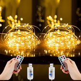 Fairy Lights met Afstandbediening - 10M - 100 LED - Warm White - Led Lampjes Slinger - USB Powered - LED Lichtsnoer