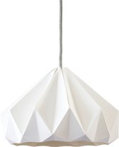 Snowpuppe - papieren origami lamp -  Chestnut - wit - Ø 28 cm