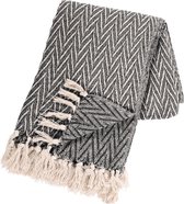 Plaid van 100% gerecycled katoen 130 x 170 Cm Zwart
