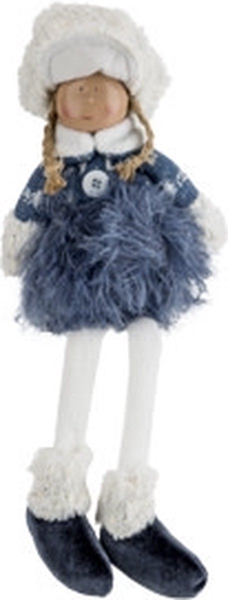 Winterkind Sophie sitting blauw 18x10xH45 cm Textiel