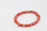 Bubbels Sieraden Crystal armband coral red pearl shine - rood - Maat one size - f44