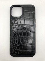 Hoogwaardige Slangenprint Back Cover met pasjes vakje - geschikt voor iPhone 13 Pro Max - Zwart