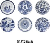BONT | Onderzetters Delfts Blauw - 6 stuks - Meesterwerken - Kunst - Coasters - Forex onderzetters - Rond - Borden - Wandbord