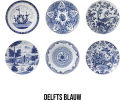 BONT | Onderzetters Delfts Blauw - 6 stuks - Meesterwerken - Kunst - Coasters - Forex onderzetters - Rond - Borden - Wandbord