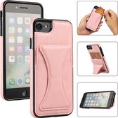 Étui en cuir Apple iPhone 7, 8 et SE 2020 | Coque arrière pour téléphone | Porte-cartes | Rose