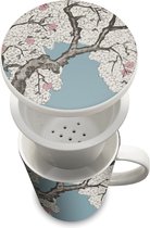 Tasse à café, tasse à café, tasse à thé, tasse à thé, mug, tasse Fleur japonaise composée d'une tasse de 300 ml avec filtre et couvercle. Cadeau du Père Noël, cadeau de Noël
