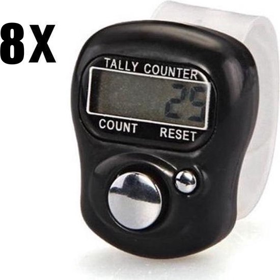 Foto: 8x digitale handteller personenteller tally counter teller zwart