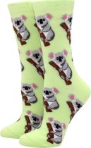 Dames sokken - print koala - groen - 36-40