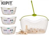 Kipit® - Wasknijpermandje + Wasknijpers set - Knijpers 24 stuks - Wasknijperzakje - Wasknijpers Hout voor Drooglijn