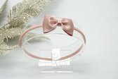 Haarband Nylon met baby strik - Parel Roze 123 - Haarstrik – Kerst strik - Glitter haarstrik - Bows and Flowers