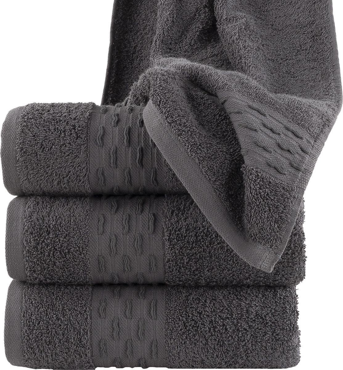 Homéé handdoeken golf jacquard 550g. m² 50x100cm 100% katoen badstof set van 4 stuks antraciet