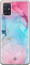 Samsung A71 hoesje siliconen - Marmer blauw roze | Samsung Galaxy A71 case | multi | TPU backcover transparant