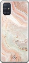 Samsung A71 hoesje siliconen - Marmer waves | Samsung Galaxy A71 case | Bruin/beige | TPU backcover transparant