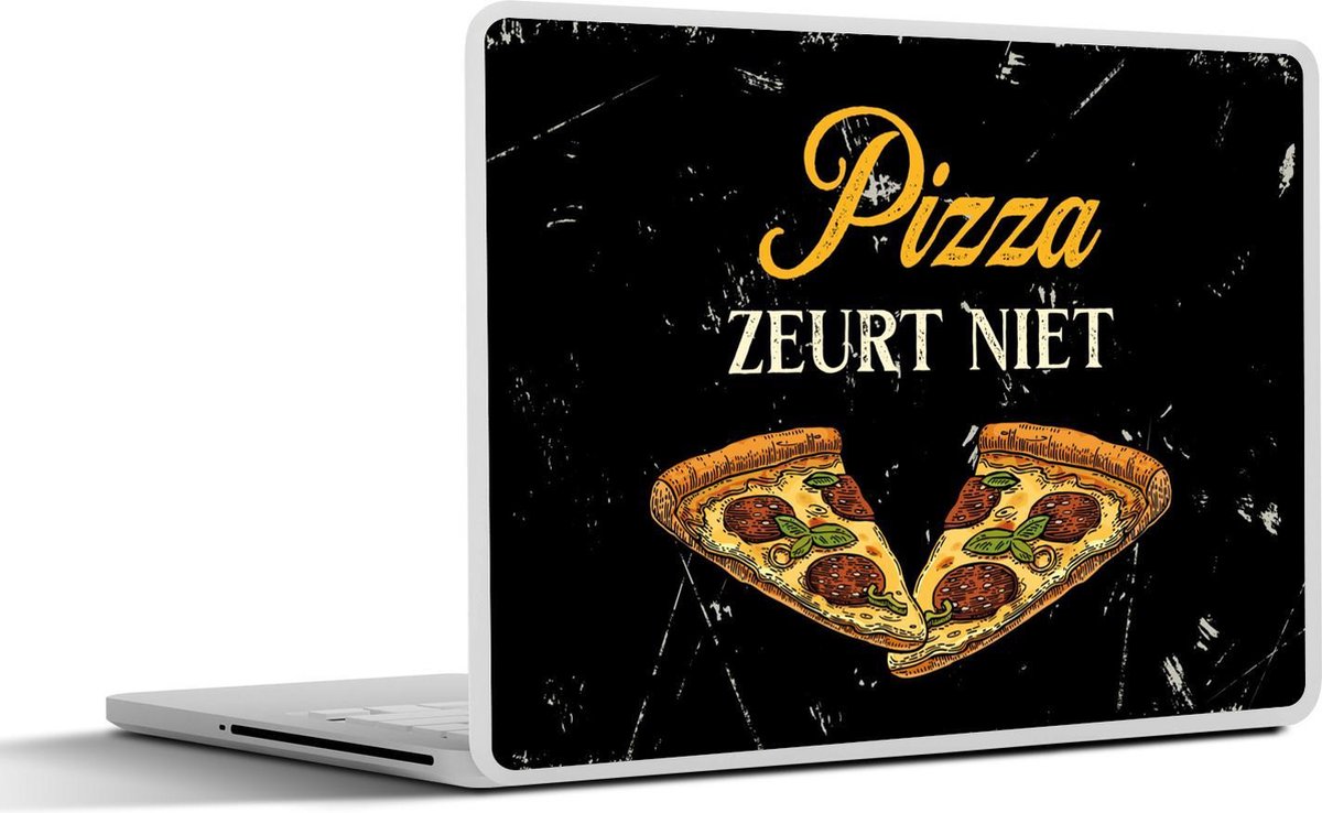 Laptop sticker - 14 inch - Pizza - Vintage - Spreuk - 32x5x23x5cm - Laptopstickers - Laptop skin - Cover - Cadeau voor vrouw - Cadeau voor man