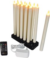 Oplaadbare LED dinerkaars 270mm 130 uur warm wit 12 stuks met afstandsbediening