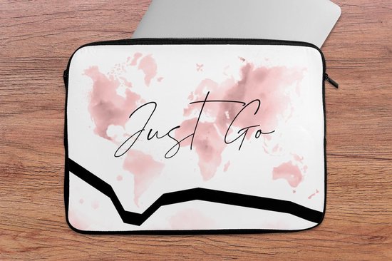 Housse pour ordinateur portable 13 pouces - Carte du Wereldkaart - Citations - Motivation - Housse pour ordinateur portable