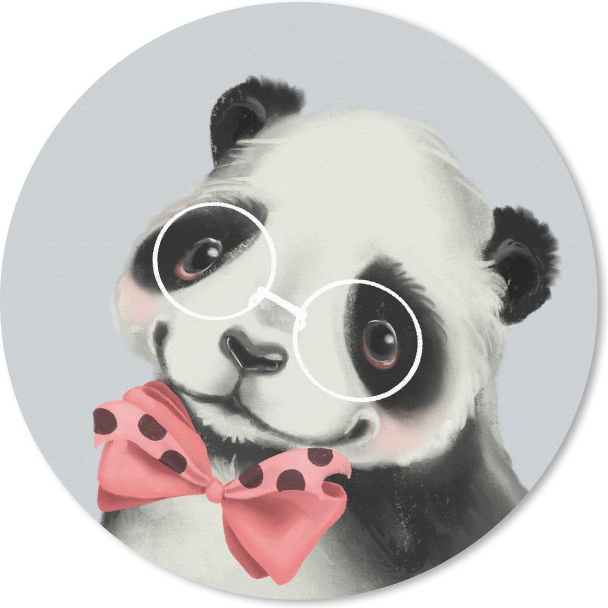 Muismat rond 40x40 cm - Mousepad Panda - Kinderen - Strik - Ronde muismatten