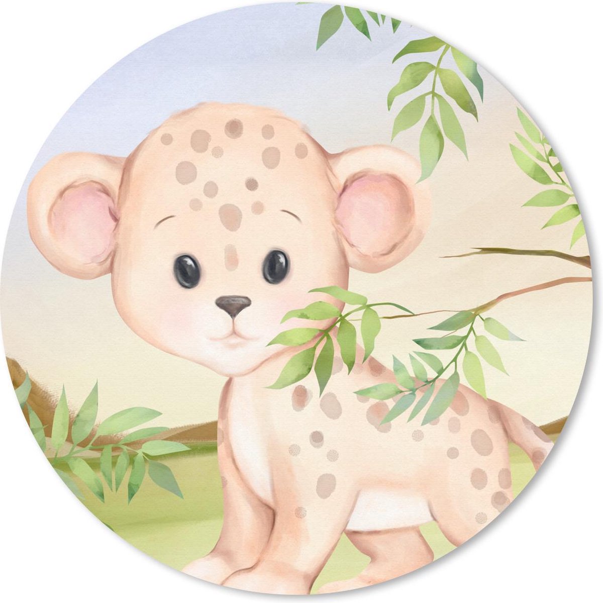 Muismat rond 50x50 cm - Mousepad Luipaard - Jungle - Bladeren - Ronde muismatten
