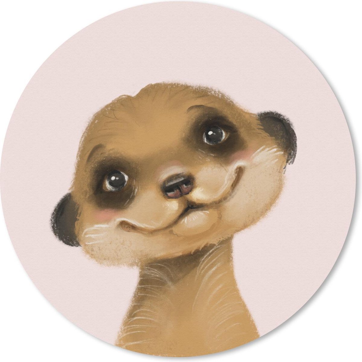 Muismat rond 30x30 cm - Mousepad Dieren - Stokstaartje - Roze - Ronde muismatten